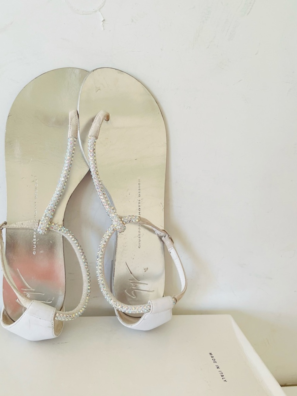 Giuseppe Zanotti crystal beaded flat sandals 38